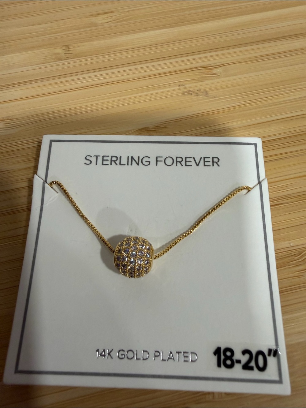Sterling Forever 14K Gold Plated Pave Cube Necklace - Gold